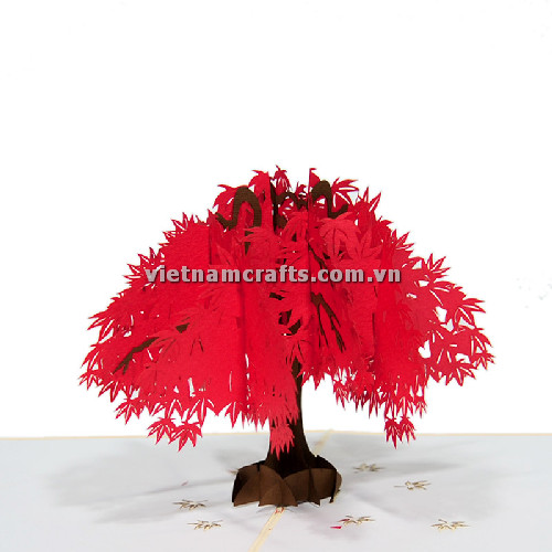 FL60 Buy Custom 3d Pop Up Greeting Cards Thank you Foldable Vanlentine Love Surprised Pop Up Card Red Maple Tree (2)