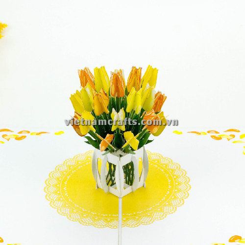 FL62 Buy Custom 3d Pop Up Greeting Cards Thank you Foldable Vanlentine Love Surprised Pop Up Card Yellow Tulip (2)