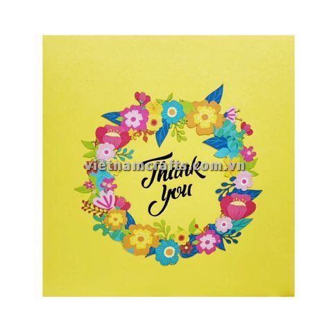 FL65 Buy Custom 3d Pop Up Greeting Cards Thank you Foldable Vanlentine Love Surprised Pop Up Card FLower Wreath (1)