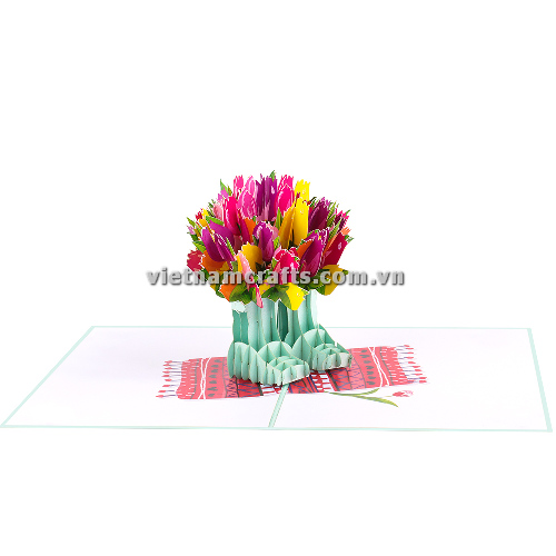 FL66 Buy Custom 3d Pop Up Greeting Cards Thank you Foldable Vanlentine Love Surprised Pop Up Card Colorful-tulip-in-boots (4)