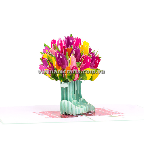 FL66 Buy Custom 3d Pop Up Greeting Cards Thank you Foldable Vanlentine Love Surprised Pop Up Card Colorful-tulip-in-boots (5)
