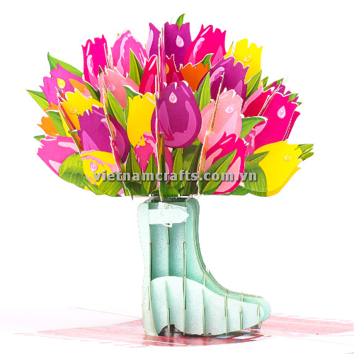 FL66 Buy Custom 3d Pop Up Greeting Cards Thank you Foldable Vanlentine Love Surprised Pop Up Card Colorful-tulip-in-boots (7)