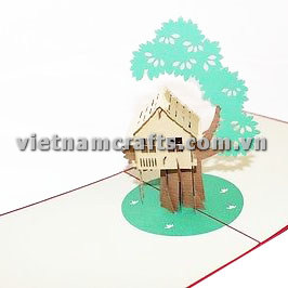 MA31 Buy 3d Pop Up Greeting Cards Mniature 3d Foldable Pop Up Card Tree House (3)