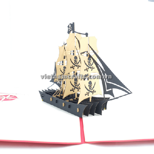 PS43 Buy Custom 3d Pop Up Greeting Cards Travel 3d Foldable Pop Up Dragon Boat Pirate Ship Card Surprise Birthday Invitation Card (3)