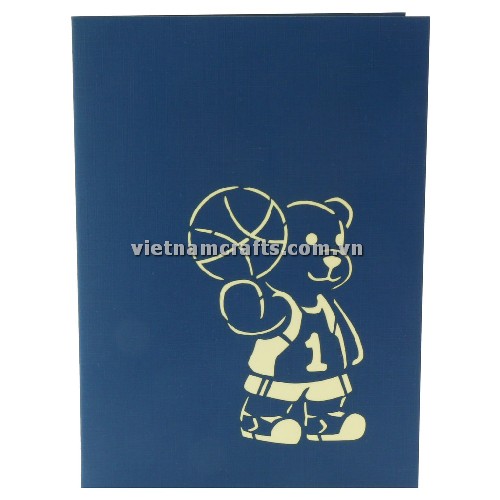 Pop Up Card Wholesale Vietnam 3d Cards Manufacture Basket Ball Teddy Bear BD43 (1)
