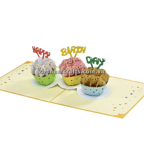 Pop Up Card Wholesale Vietnam 3d Cards Manufacture Birthday Cake BD36 (2)