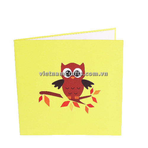 Pop Up Card Wholesale Vietnam 3d Cards Manufacture Birthday Owl with Ballon BD30 (3)