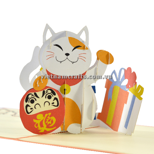 Pop Up Card Wholesale Vietnam 3d Cards Manufacture Lucky Cat BD48 (1)